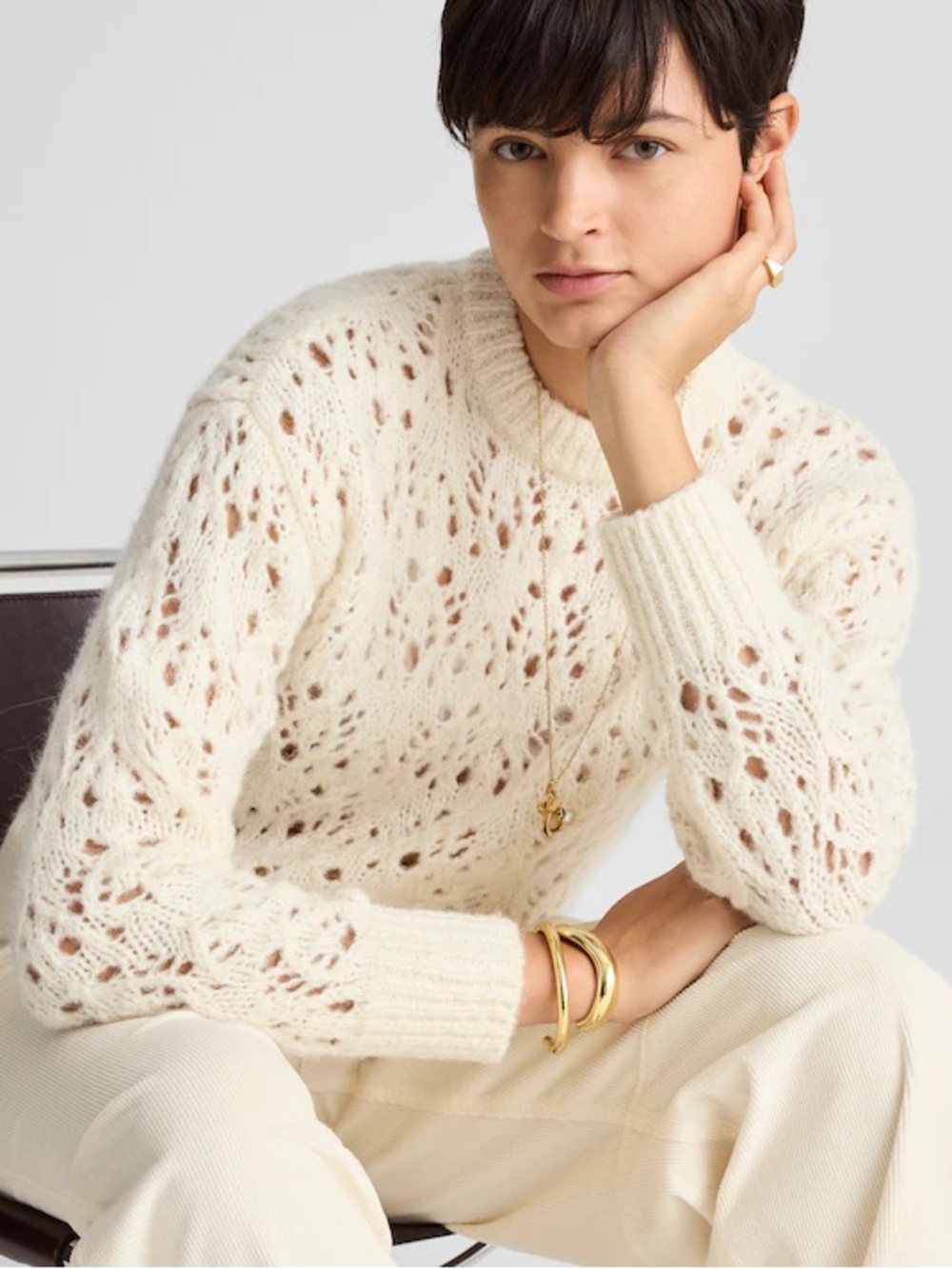 Madewell Pointelle-Stitch Drop-Shoulder Sweater - Picture 1 of 7